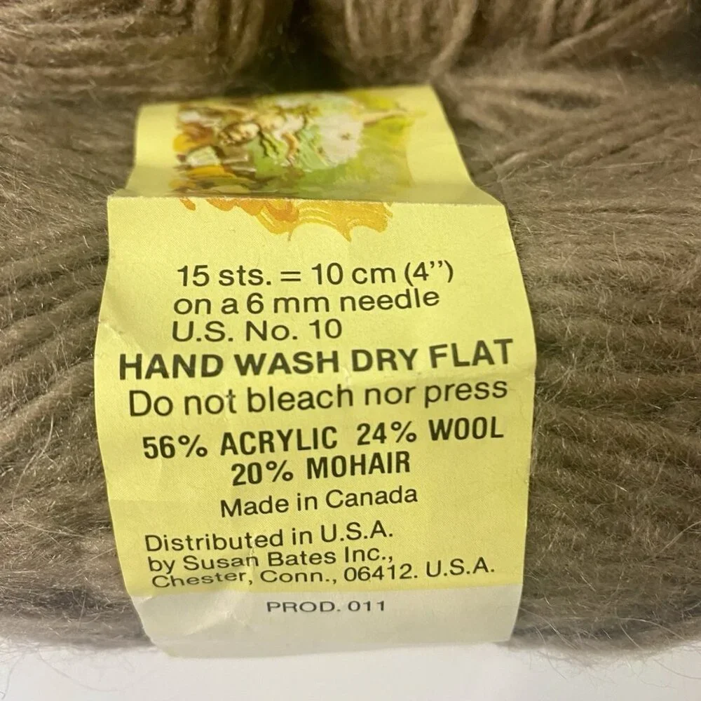 Patons Solo Mohair‎ Wool Acrylic Blend Yarn 11 Skeins Brown Made In Canada
